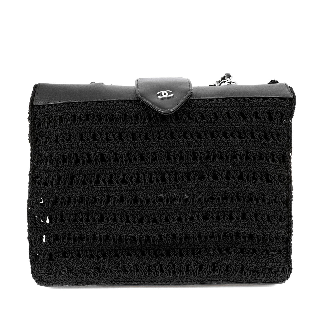 Chanel Black Crocheted Mini Tote with Silver Hardware