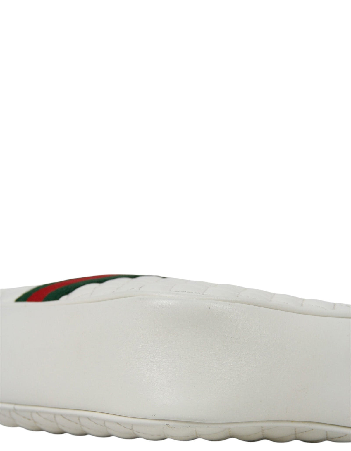 Gucci White Calfskin Web Trapuntata Small GG Shoulder Bag