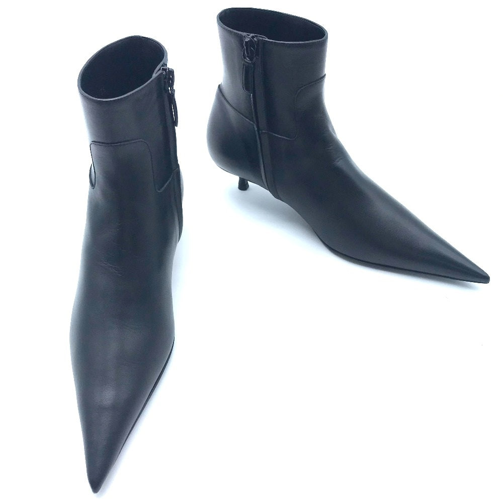 BALENCIAGA boots 531751 leather black basic Pointed toe Women 35