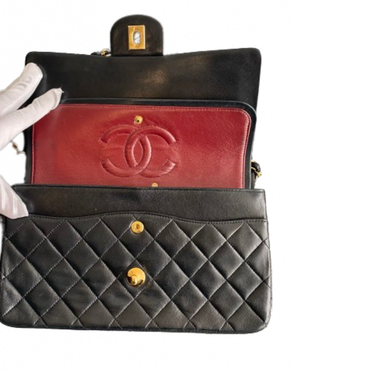 Chanel Black Leather Double flap shoulder bag