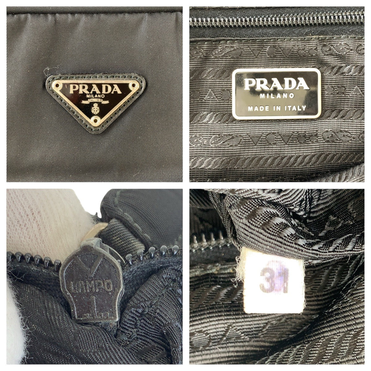 PRADA Tote Bag Nylon Black SilverMetal Test Triangle With logo - Style 12