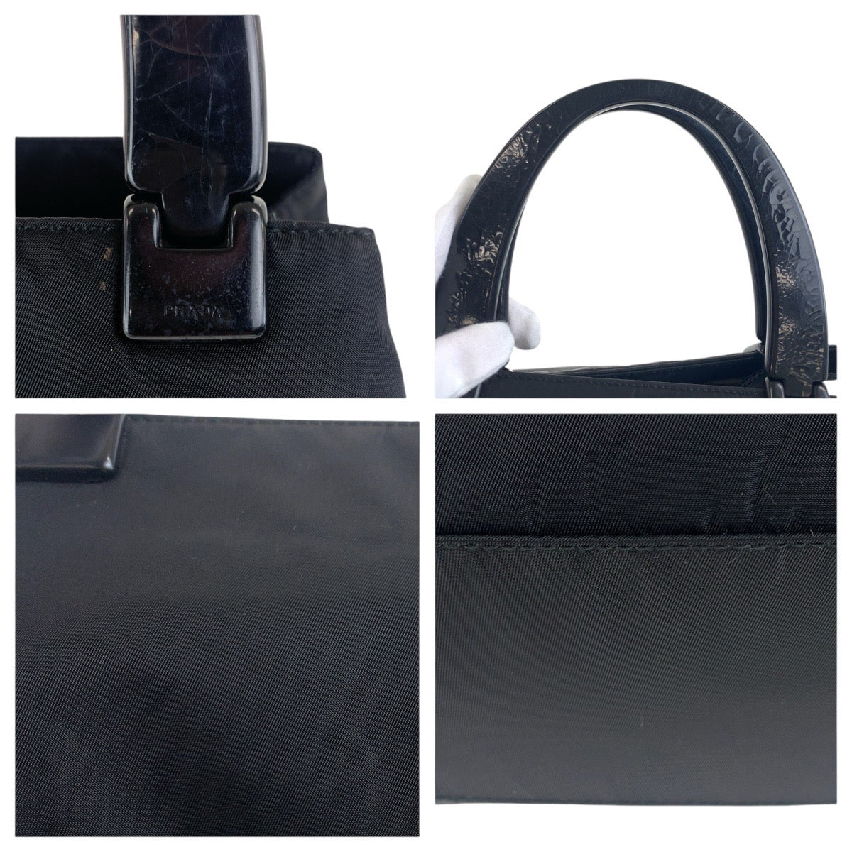 PRADA Tote Bag Nylon Black SilverMetal Test Triangle With logo - Style 3