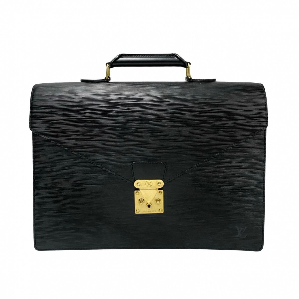 LOUIS VUITTON Business bag leather black Epi Serviette Ambassador mens
