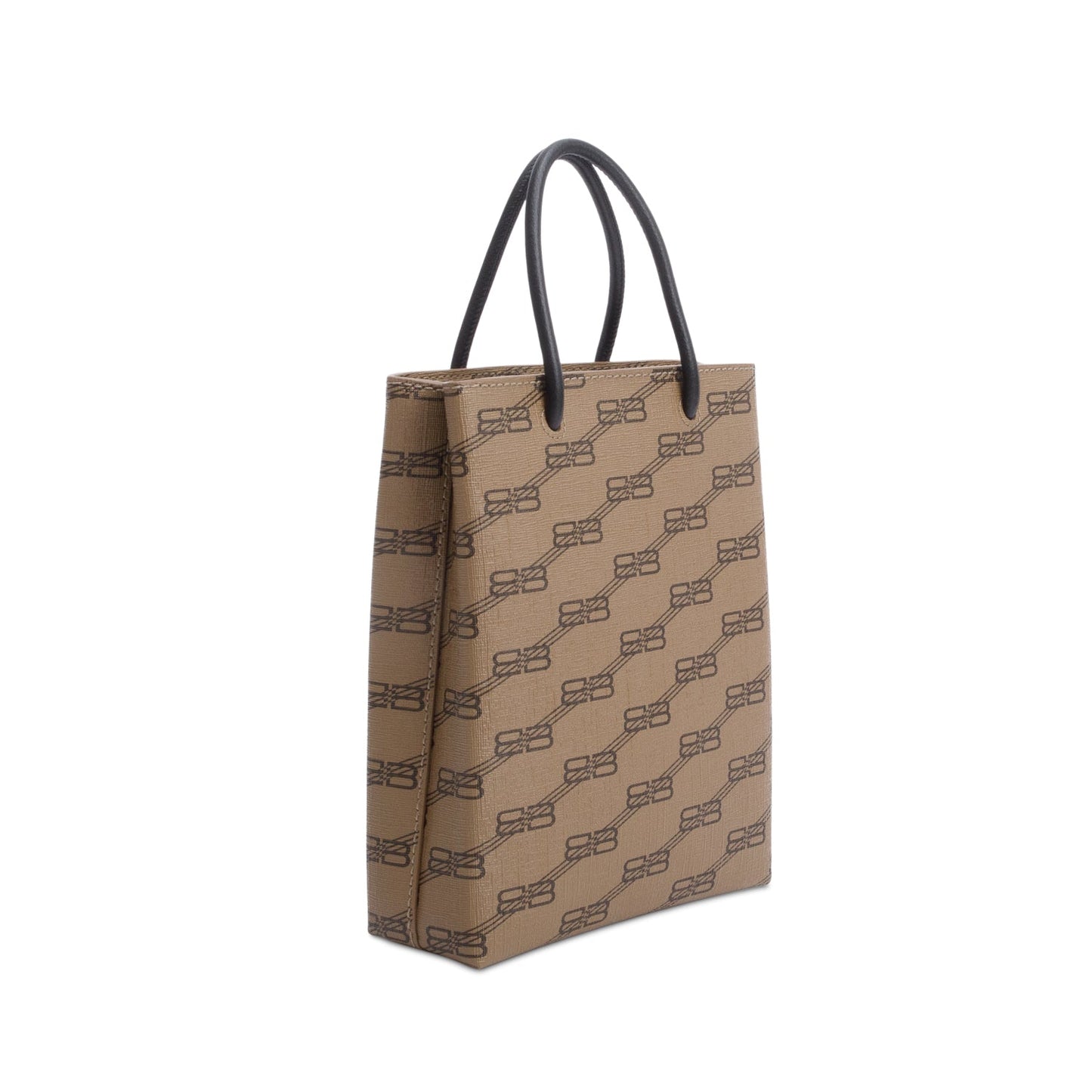 Balenciaga Brown Coated Canvas BB Monogram Print Tote Bag