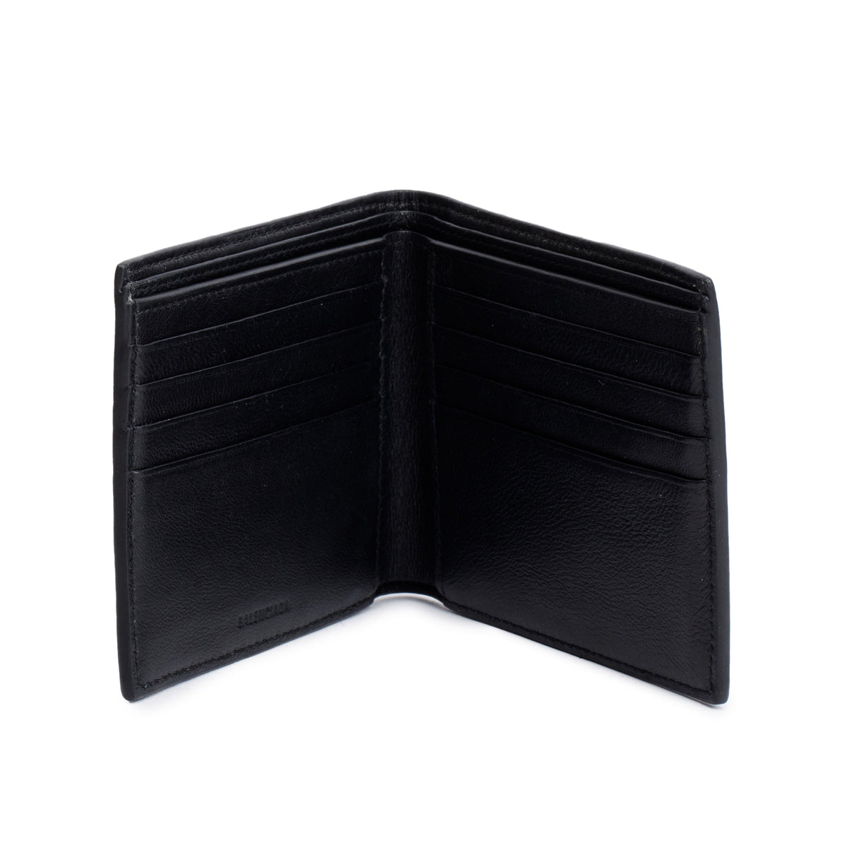 Balenciaga Black Calfskin Leather Cash Square Bifold Wallet