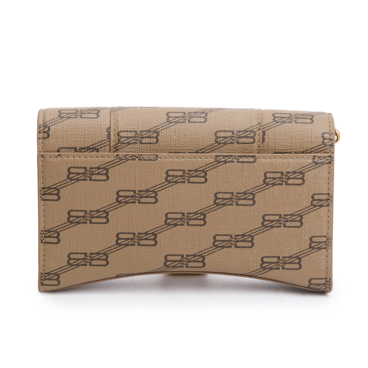 Balenciaga Brown BB Canvas Hourglass Wallet on Chain