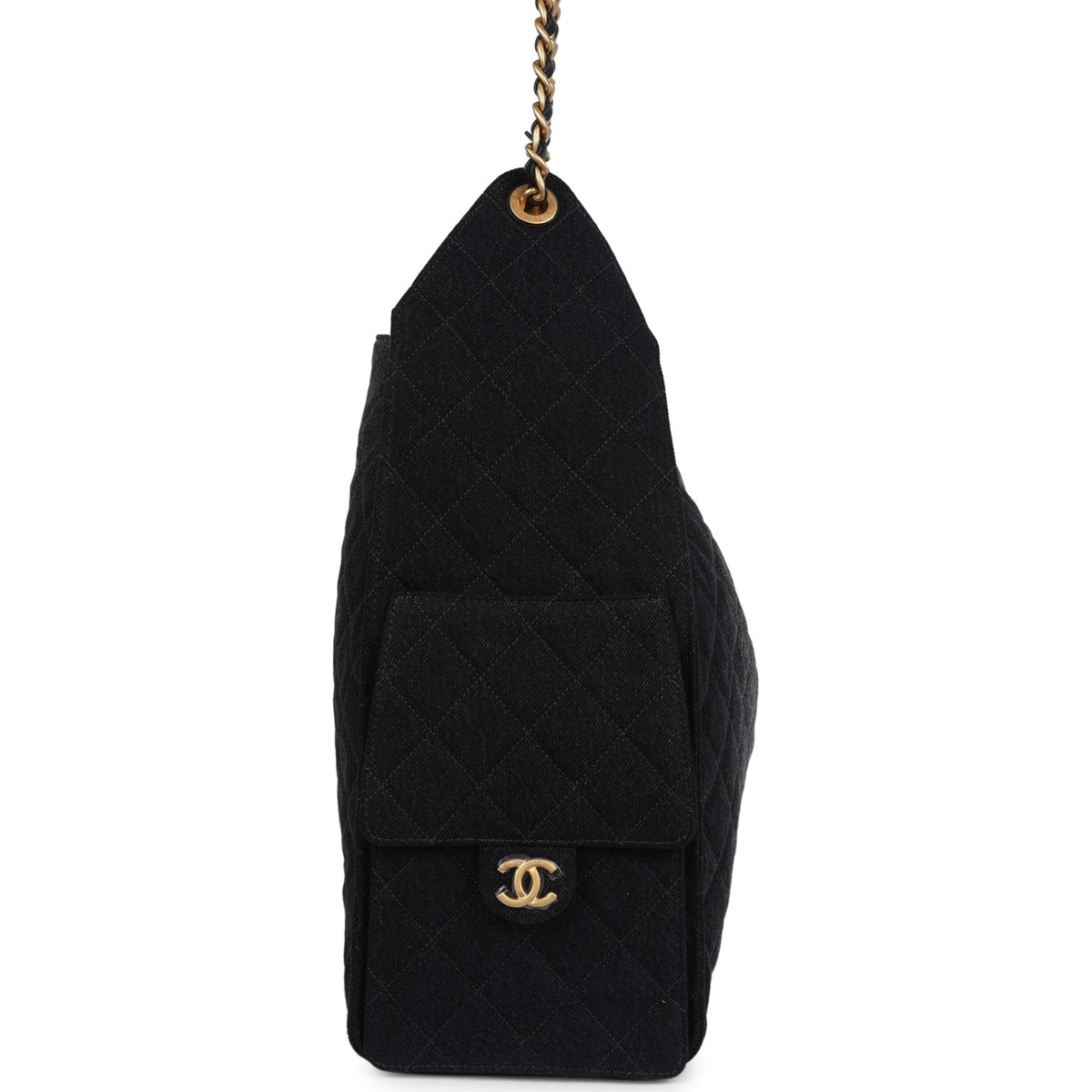 Chanel Large 25 Hobo Bag Black Washed Antique Gold Hardware