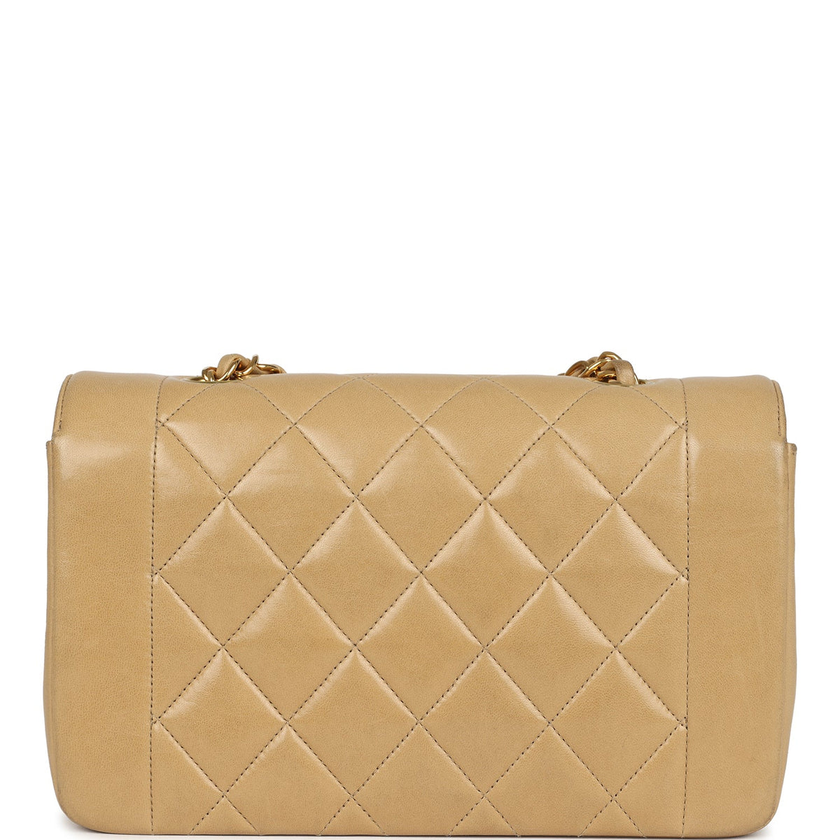Chanel Small Diana Flap Bag Beige Lambskin Gold Hardware