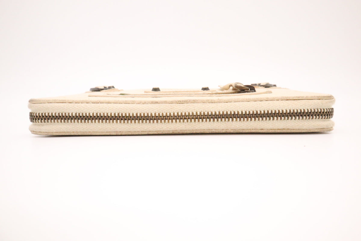 Balenciaga Le Cagole Zip Around Wallet in Beige Leather