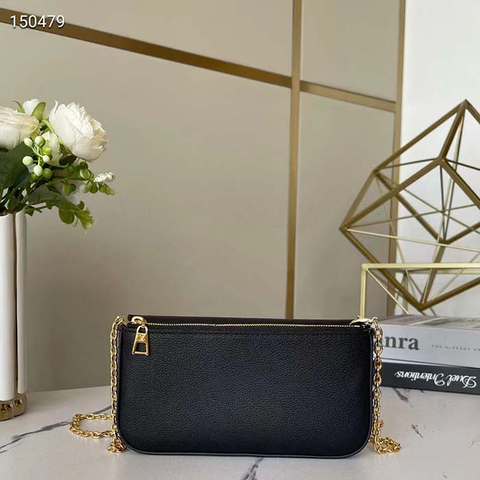 Louis Vuitton LV Women Lockme Tender Pochette Black Cream Grained Calf Leather