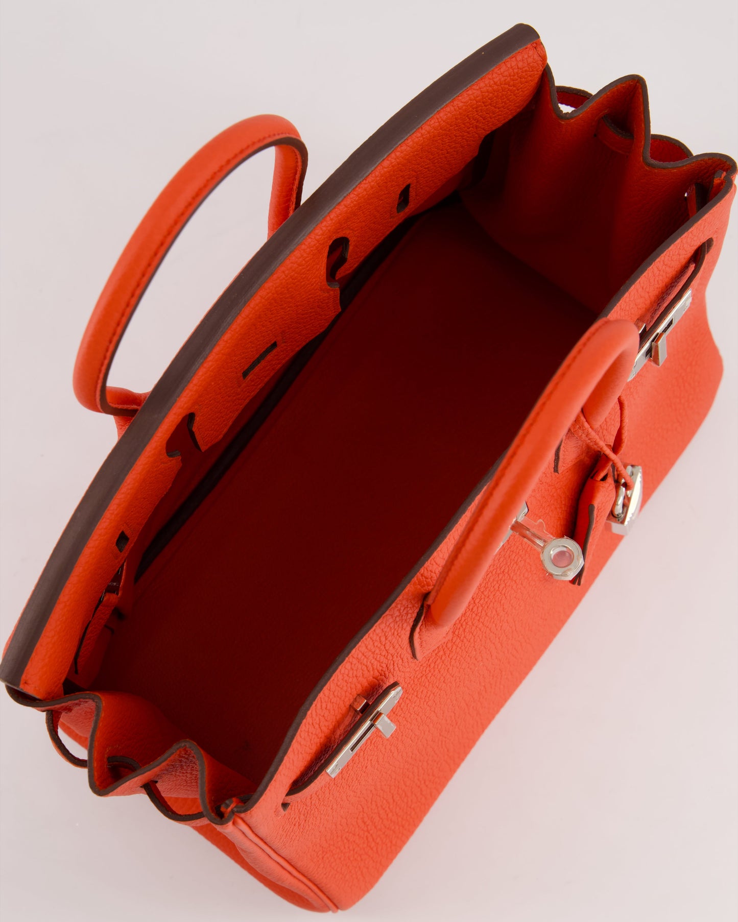 Hermes Birkin 25 Retourne Bag in Capucine Togo Leather and Palladium Hardware