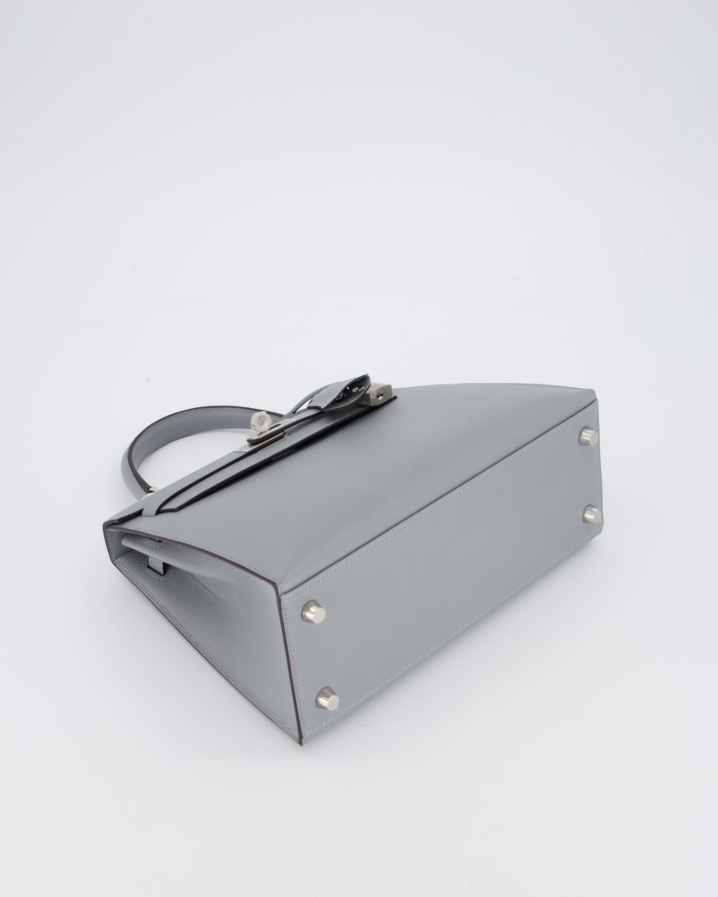 Hermes Kelly 25 Sellier Bag in Gris Pantin Epsom Leather with Palladium Hardware