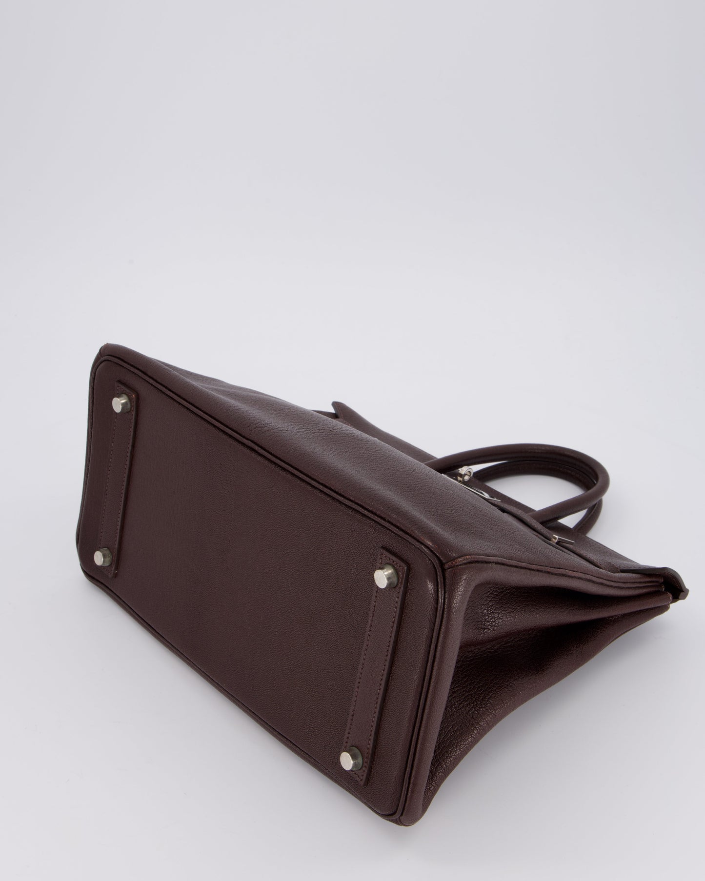 *RARE* Hermes HAC 32 Bag in Chocolat Chèvre Mysore Leather with Palladium Hardware