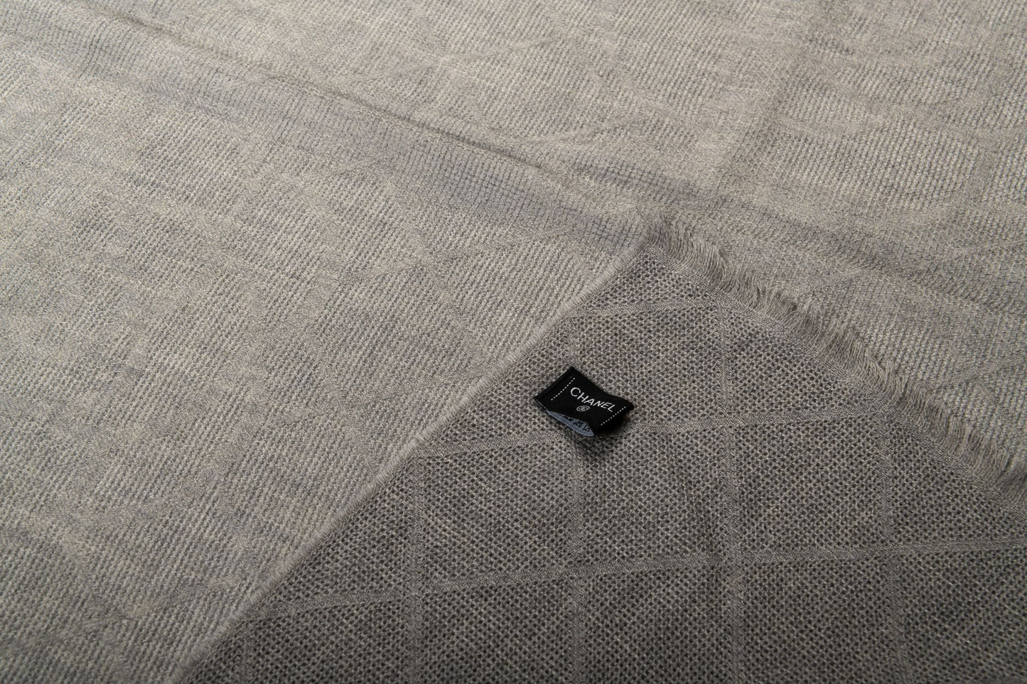Chanel BN Gray Cashmere Camellia Shawl