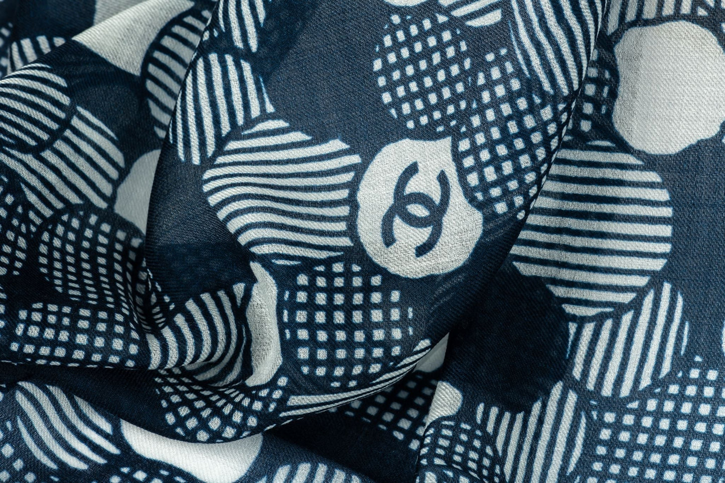 Chanel New Blue White Cashmere Shawl