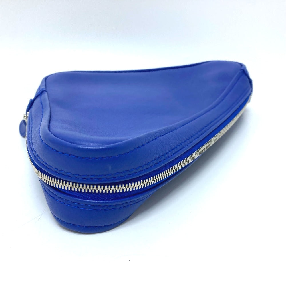 BALENCIAGA Pouch 476976 leather blue Triangle triangle Women