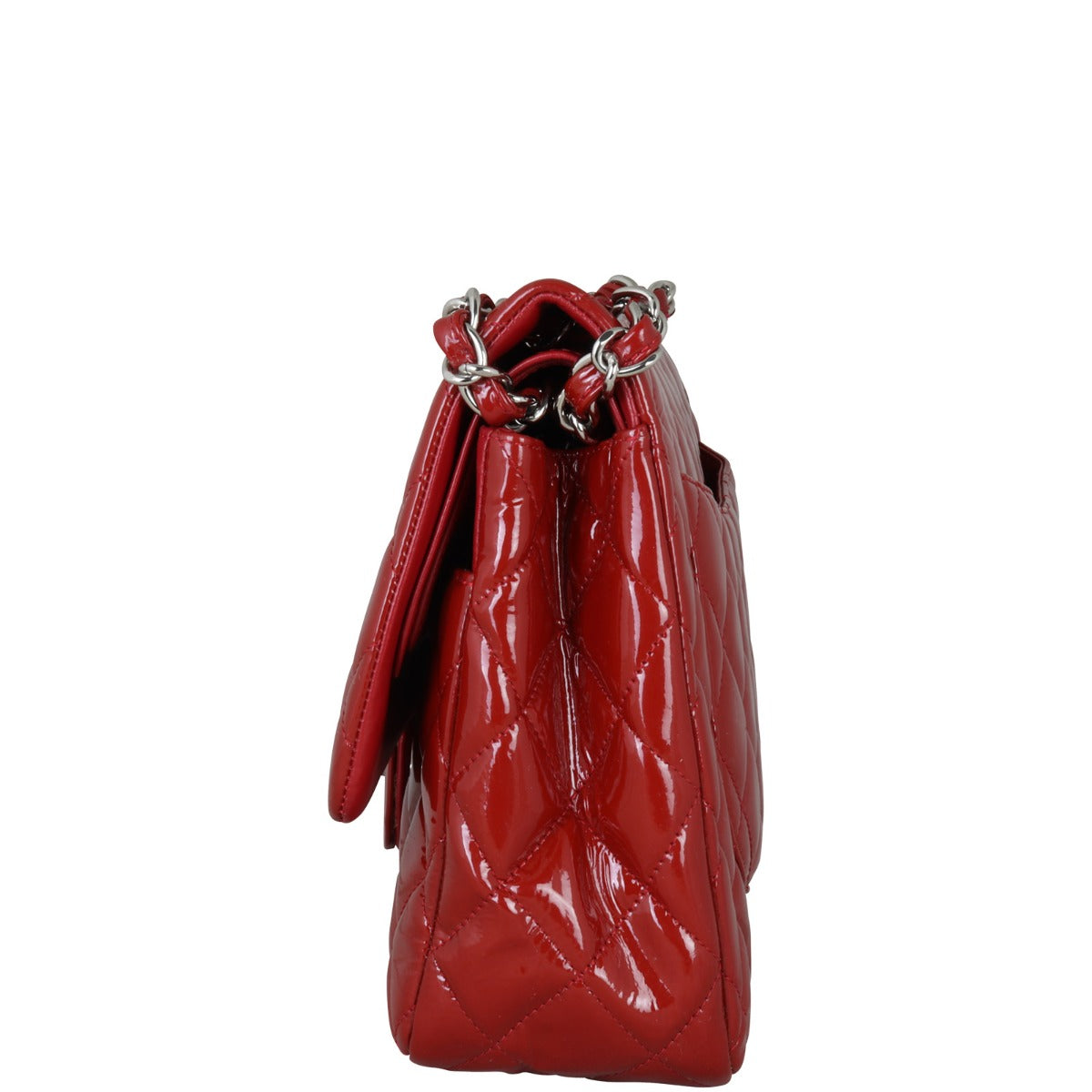 Chanel Classic Double Flap Jumbo Patent | Red Silver Hardware