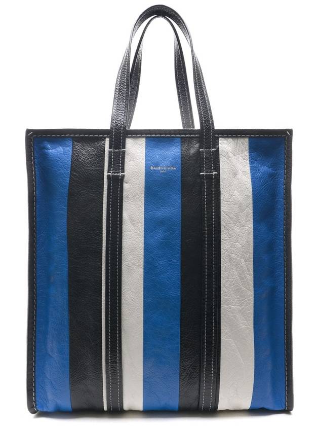 Luxury Balenciaga Trending 2025 Bazar Striped Medium Tote Bag Blue