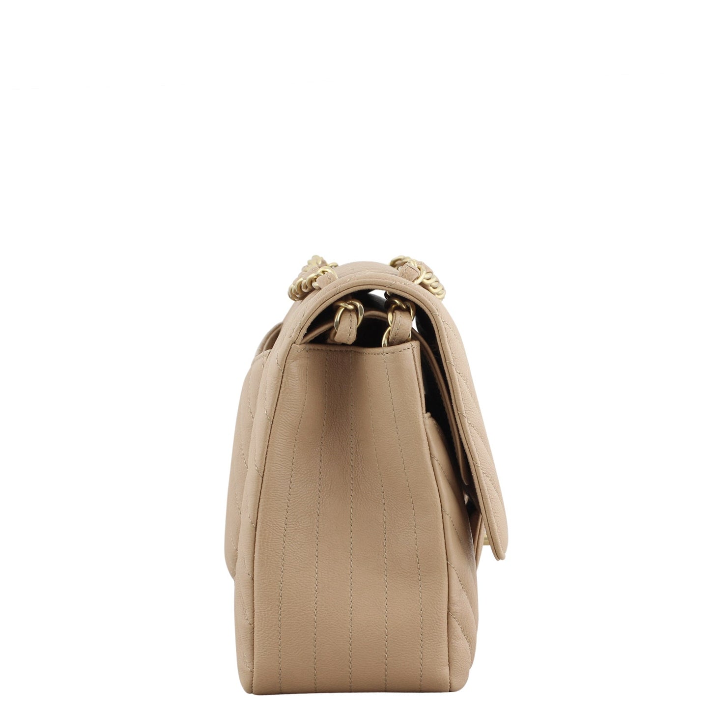 Chanel Classic Double Flap Jumbo Chevron | Beige Calfskin