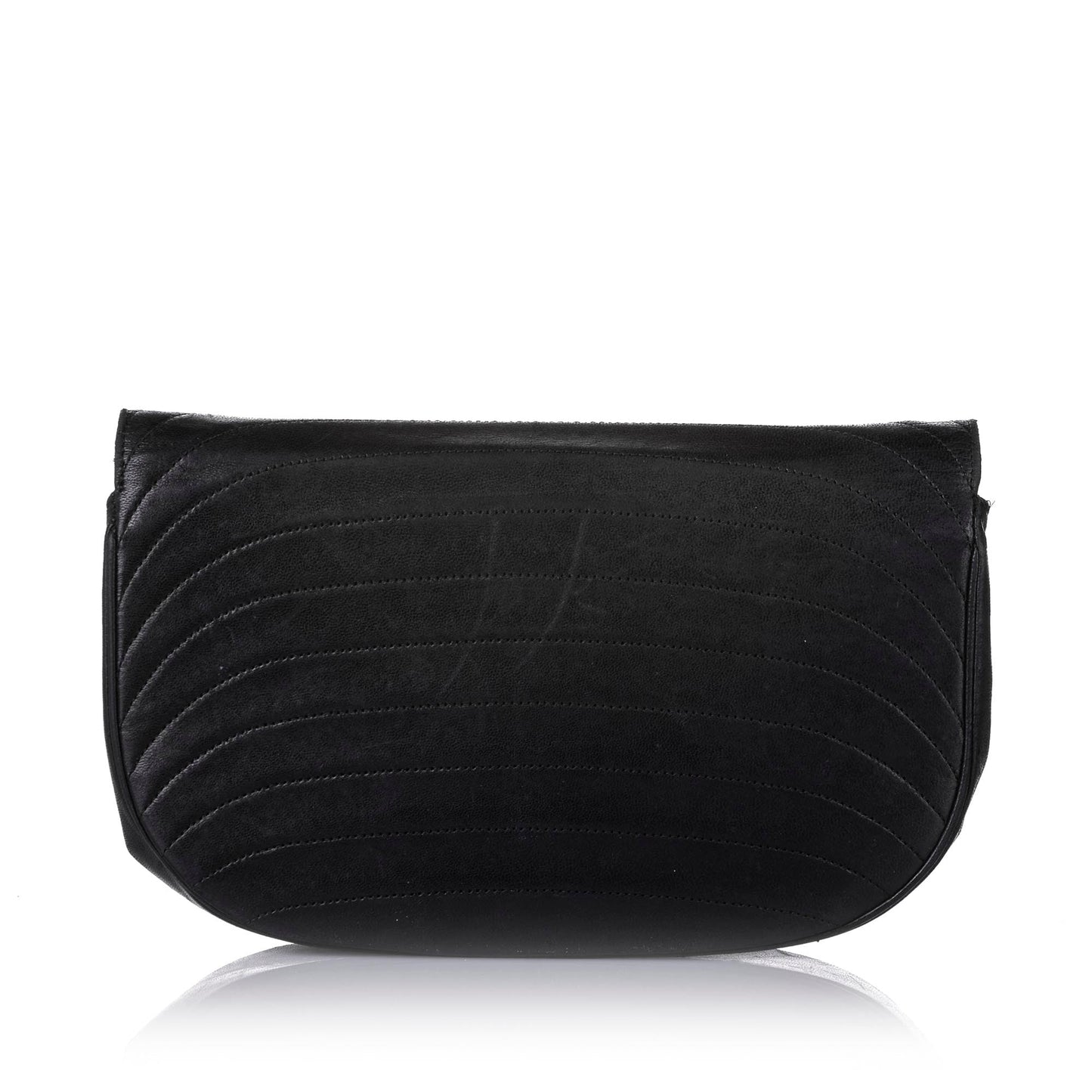 Chanel Quilted Half Moon Lambskin Leather Flap Bag Black