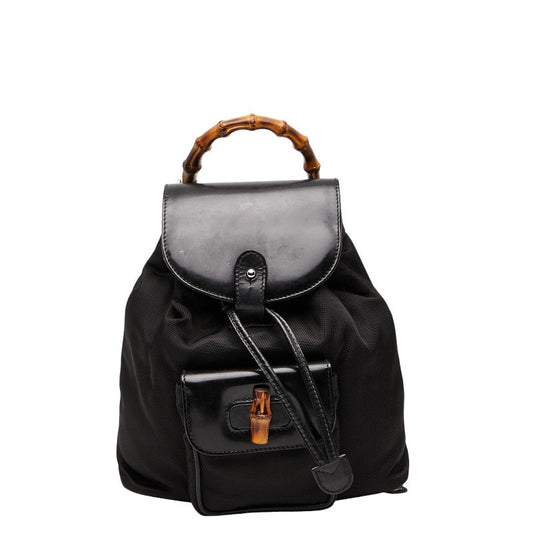 Gucci Bamboo Nylon Leather Backpack