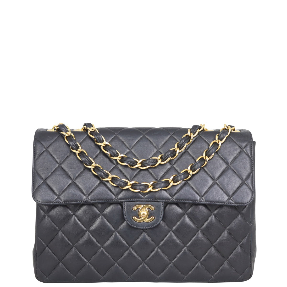 Chanel Classic Single Flap Jumbo |  Black Quilted Lambskin