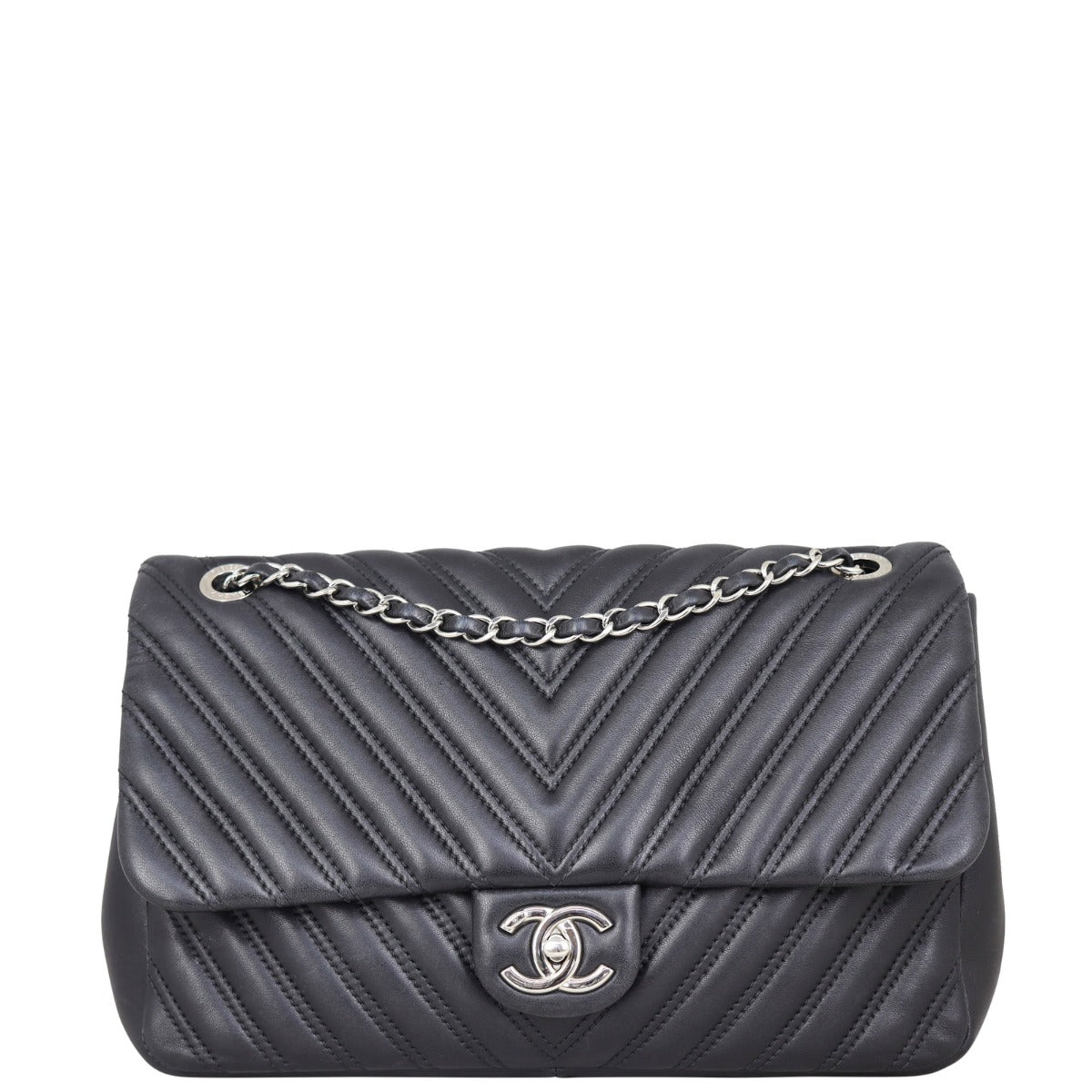 Chanel Chevron Double Stitch Single Flap Jumbo