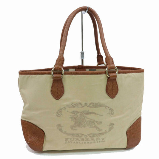 Burberry Hand Bag Beige Canvas (SHC1-14383)