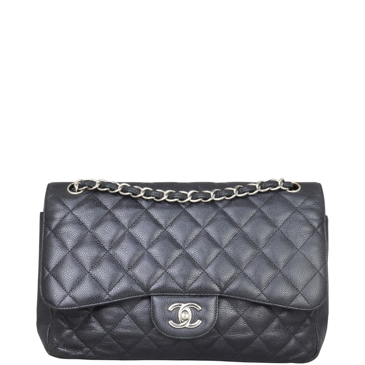 Chanel Classic Double Flap Jumbo | Black Lambskin Silver Hardware