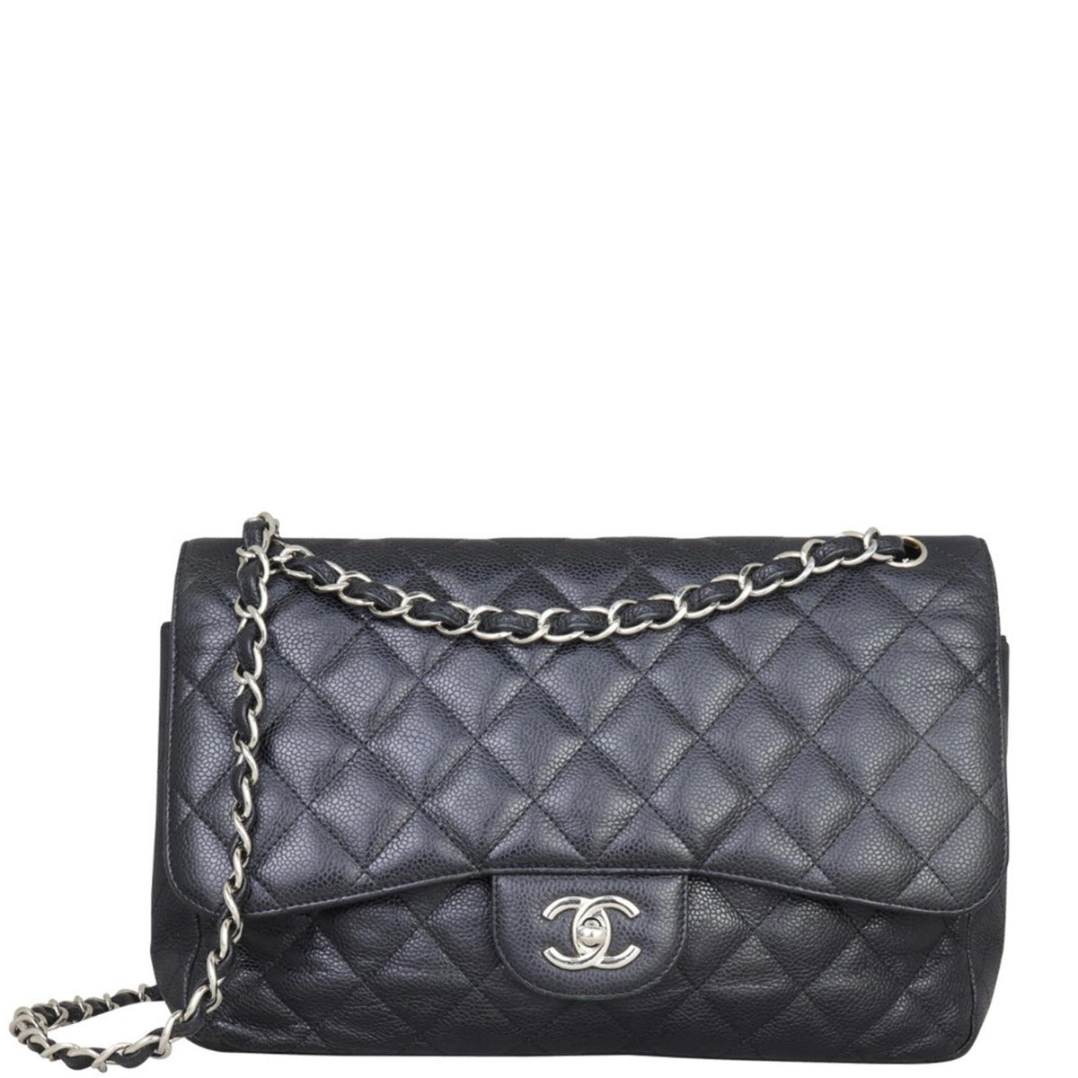 Chanel Classic Double Flap Jumbo | Black Lambskin Silver Hardware