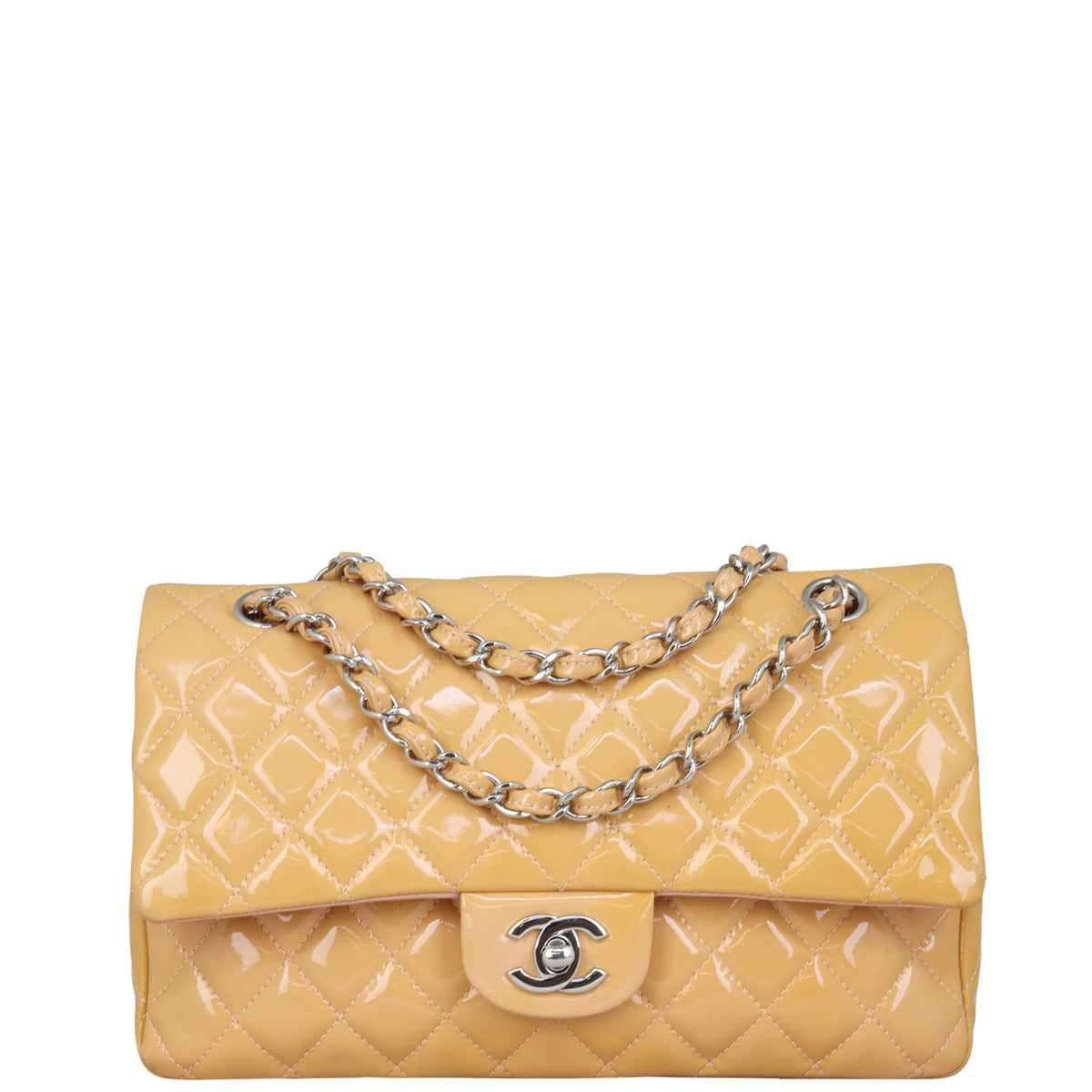 Chanel Classic Double Flap Medium Patent | Pale Orange