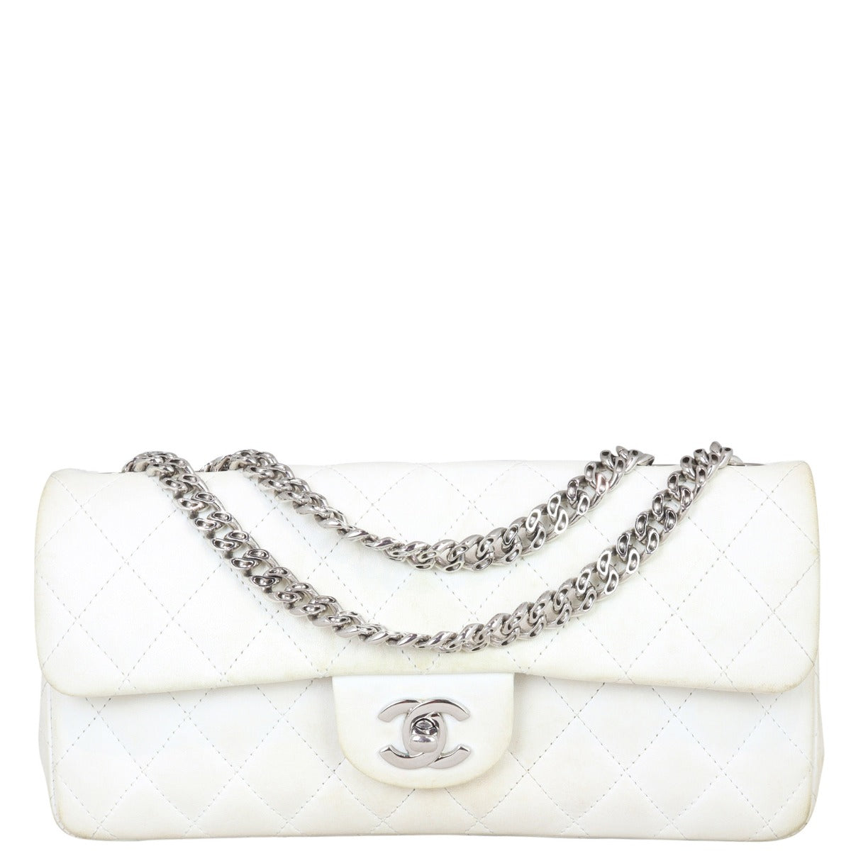 Chanel East-West Flap Bag | White