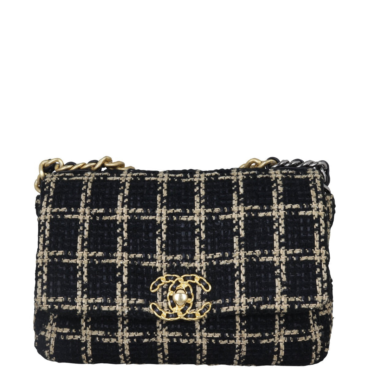 Chanel 19 Tweed Flap Bag Medium |  Black And Beige