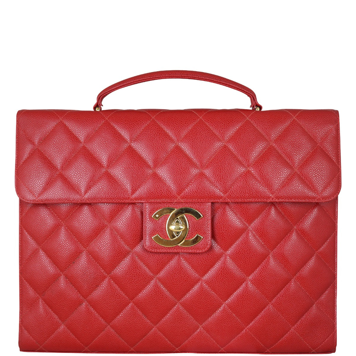 Chanel CC Quilted Briefcase | Red