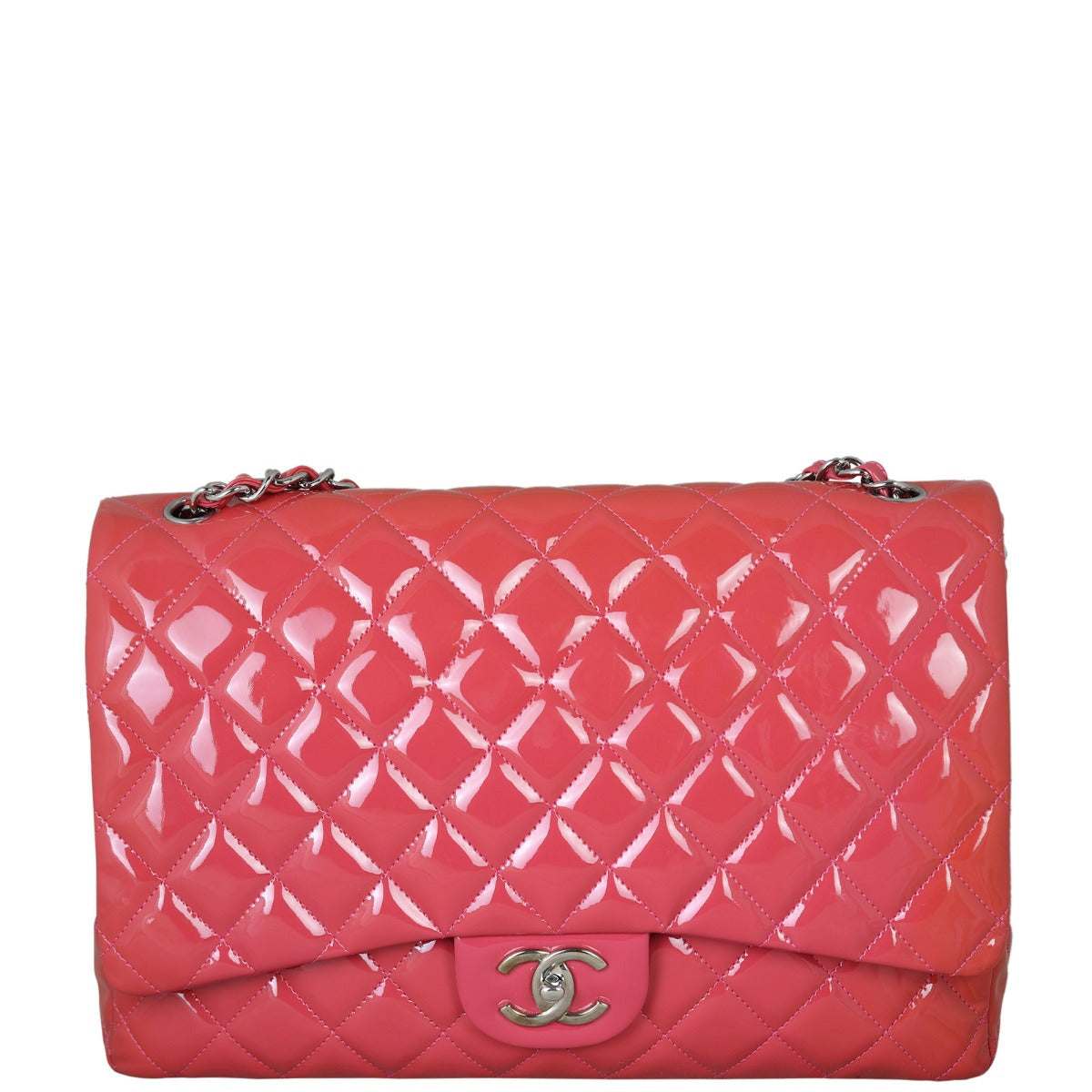 Chanel Classic Double Flap Maxi Pink Patent