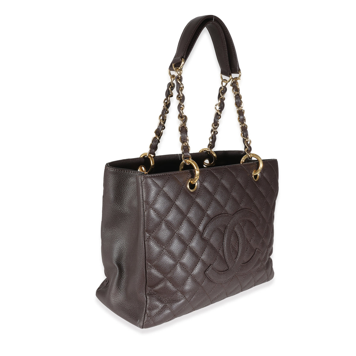 CHANEL Brown Quilted Caviar Grand Shopping Tote