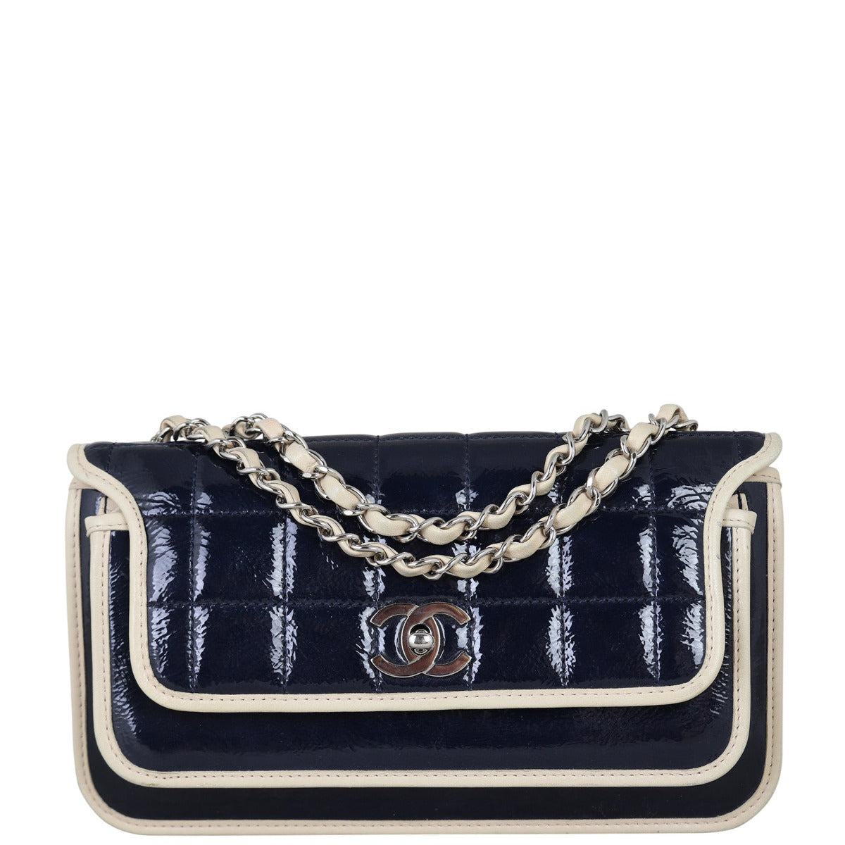 Chanel Chocolate Bar Flap Shoulder Bag Patent