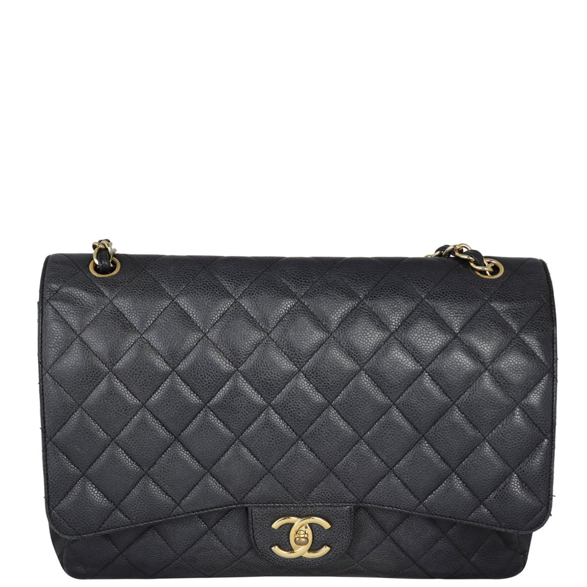Chanel Classic Double Flap Maxi | Black Quilted Caviar