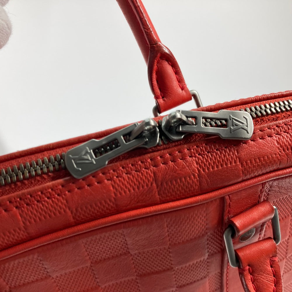 LOUIS VUITTON Business bag N41143 Damier Anfini Leather Red Damier Anfini Porto Document Voyage PDV mens