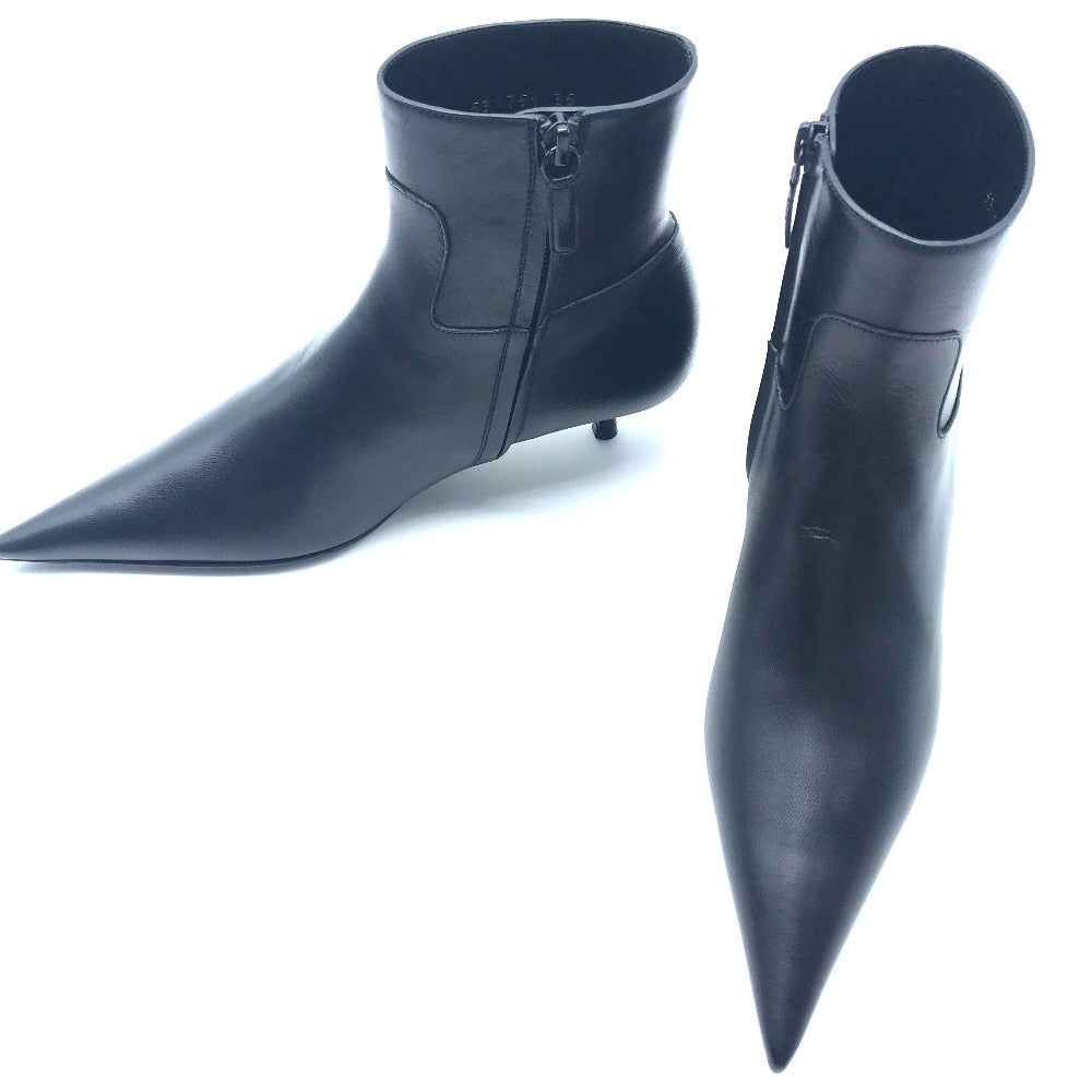BALENCIAGA boots 531751 leather black basic Pointed toe Women 35