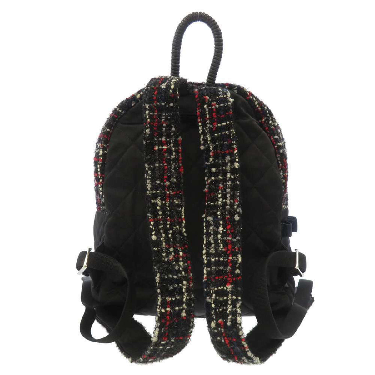 CHANEL Backpack Matelasse Coco Mark Nylon Tweed A91964 Black