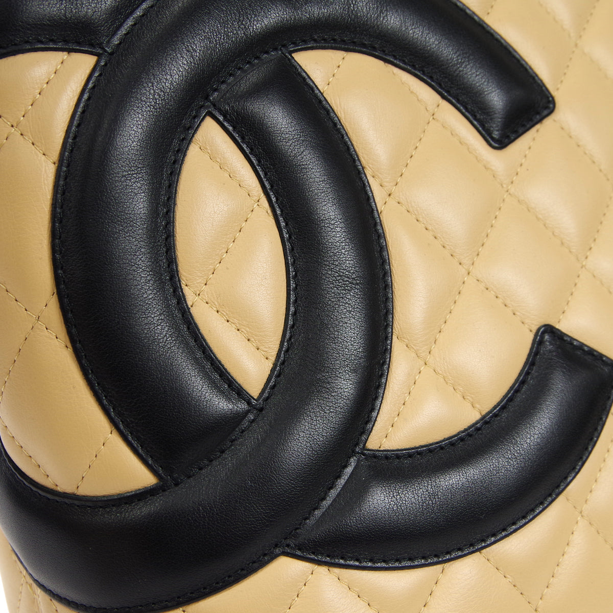 CHANEL Cambon Ligne Hand Tote Bag Beige Calfskin