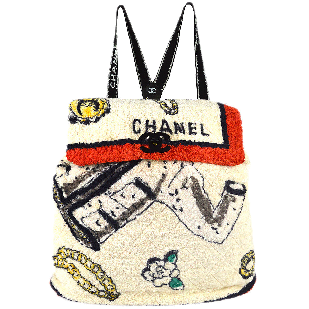 Chanel Backpack Bag Ivory Terry Cloth
