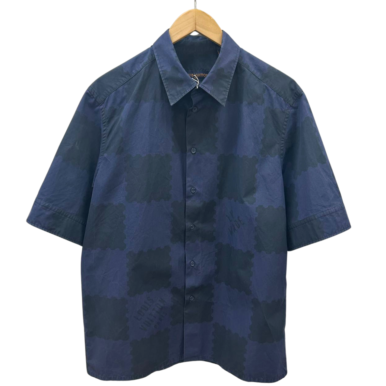 LOUIS VUITTON Nigo Blue Checkered Button Up Shirt