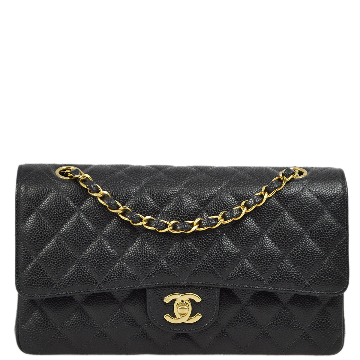 Chanel Black Caviar Medium Classic Double Flap Shoulder Bag