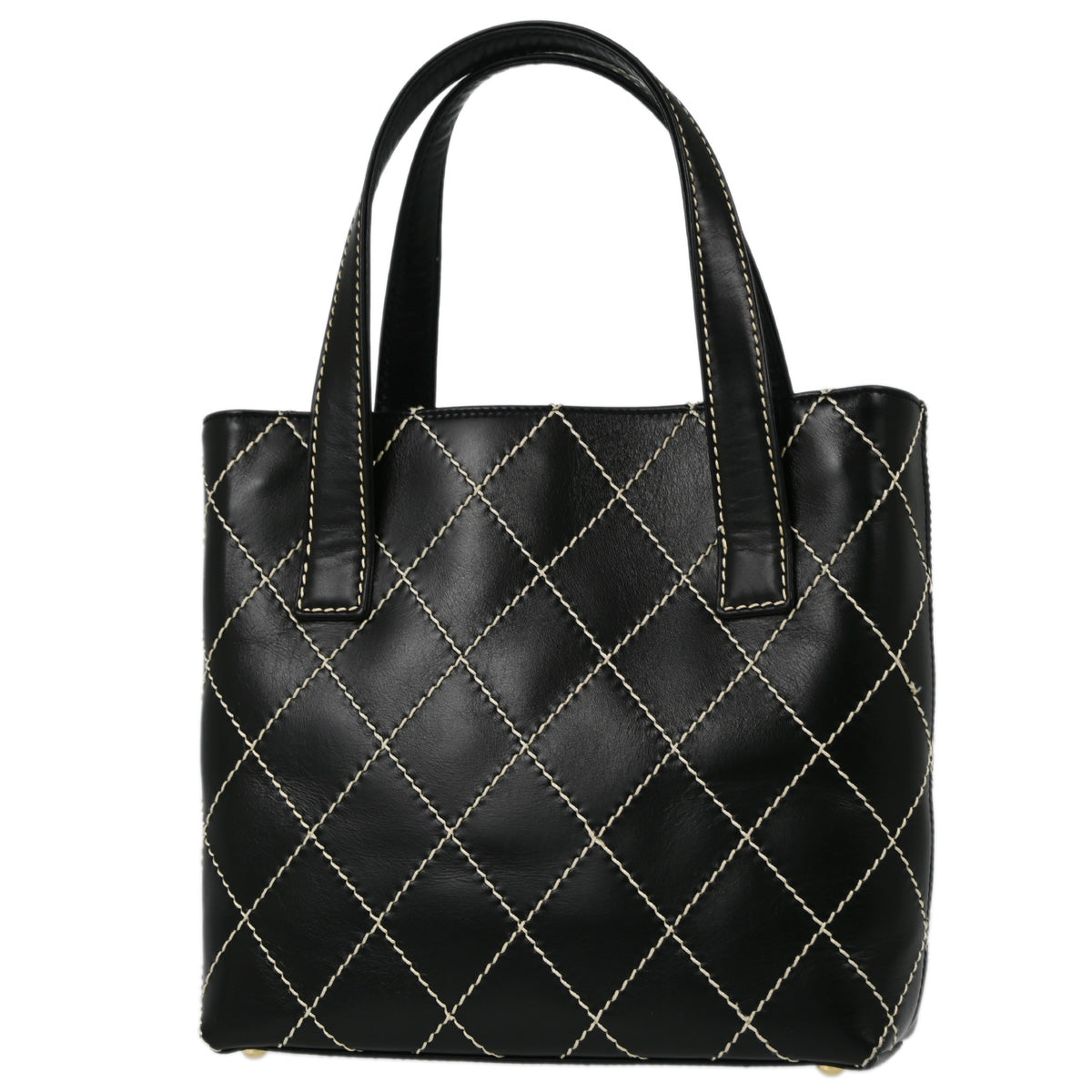 Chanel Black Calfskin Wild Stitch Tote Handbag