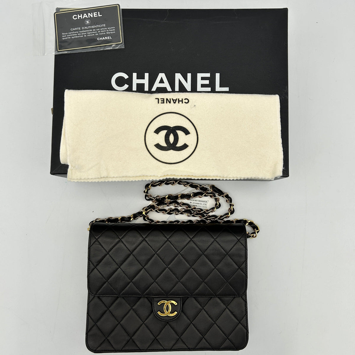 Chanel Black Lambskin Pushlock Small Half Flap Shoulder Bag 1996-1997