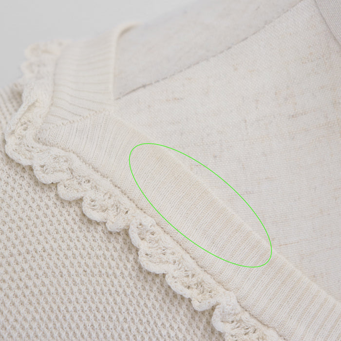 Chanel V-Neck Frill Knit Top Ivory Classic Flap Tote