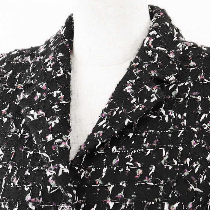 Chanel Tweed Jacket Wool Blend Black Multicolor Classic Flap Tote