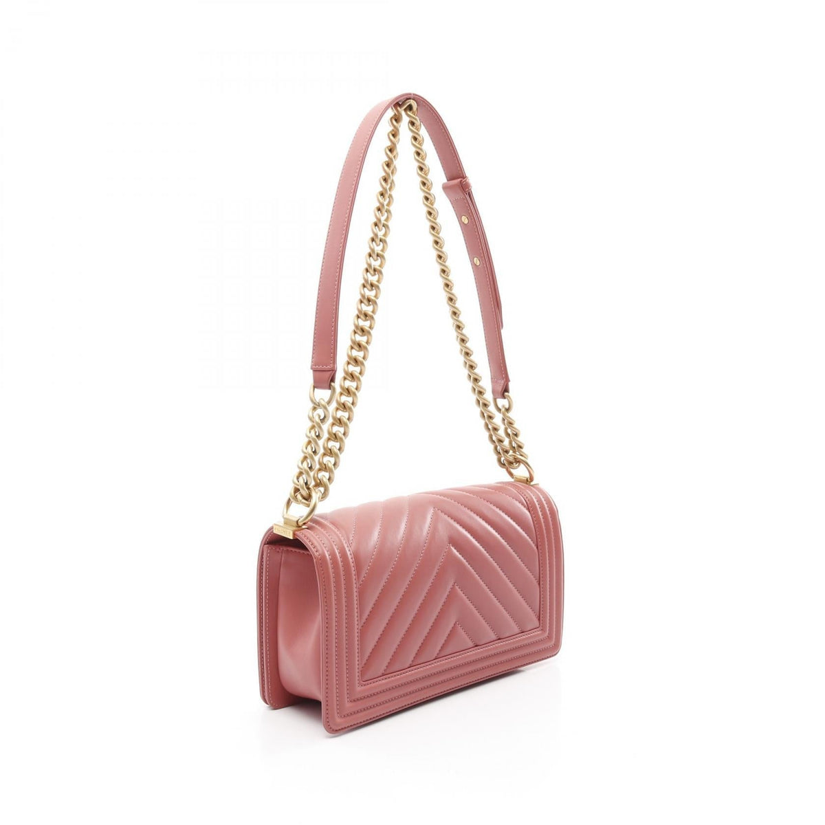 Chanel Boy Chevron Leather Shoulder Bag Pink